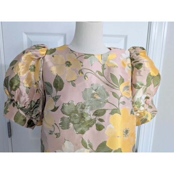 NWT Tuckernuck Pomander Place Lotus Thea Jacquard Floral Puff Sleeve Blouse Sz M - Picture 3 of 11